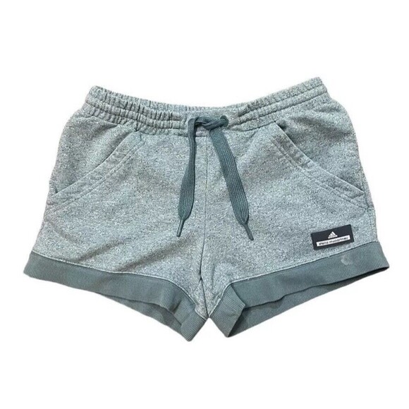 Adidas x Stella McCartney Sweat Shorts Women's Sz‎ S Green Pockets Drawstring - Picture 1 of 11